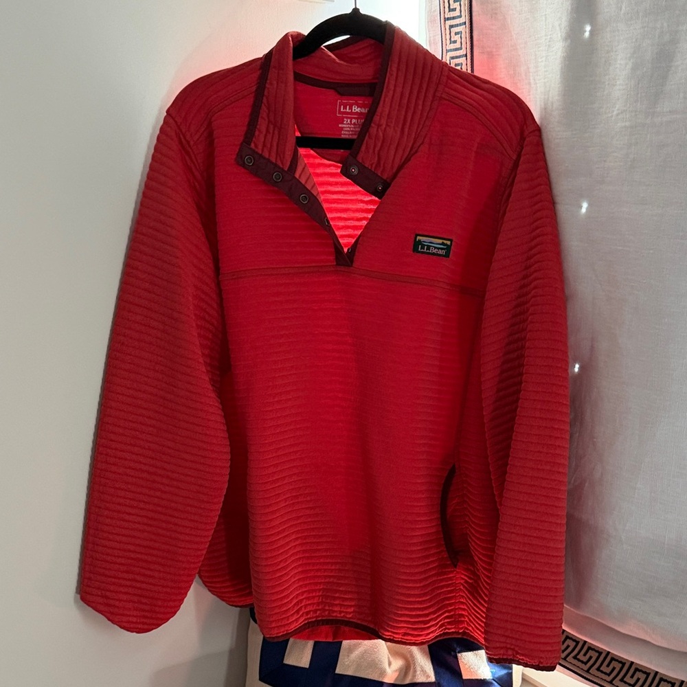 L.L. Bean Crimson Snap Pullover